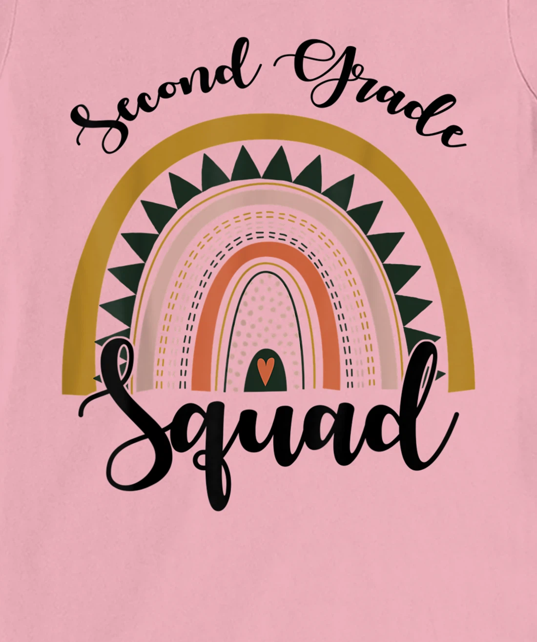 Womens Second Grade Squad Student Teacher Boho Rainbow T-Shirt, Kid T-Shirt and Women T-Shirt