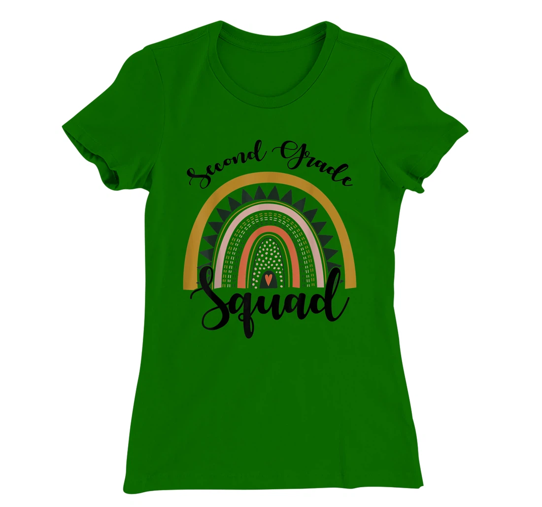 Womens Second Grade Squad Student Teacher Boho Rainbow T-Shirt, Kid T-Shirt and Women T-Shirt