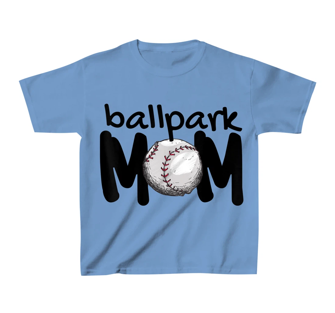 Womens Ball Park Mom Gift Baseball Tball Softball Mom Love T-Shirt, Kid T-Shirt and Women T-Shirt