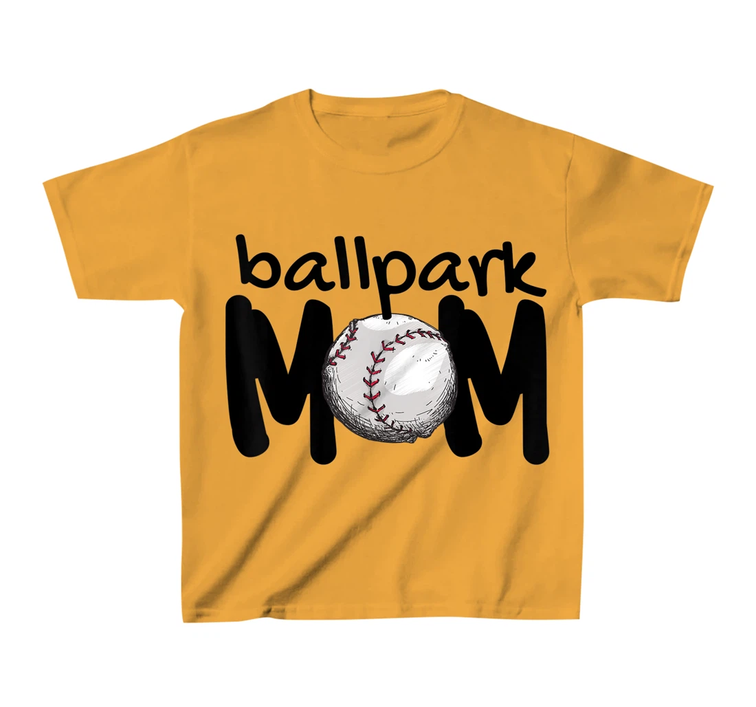 Womens Ball Park Mom Gift Baseball Tball Softball Mom Love T-Shirt, Kid T-Shirt and Women T-Shirt