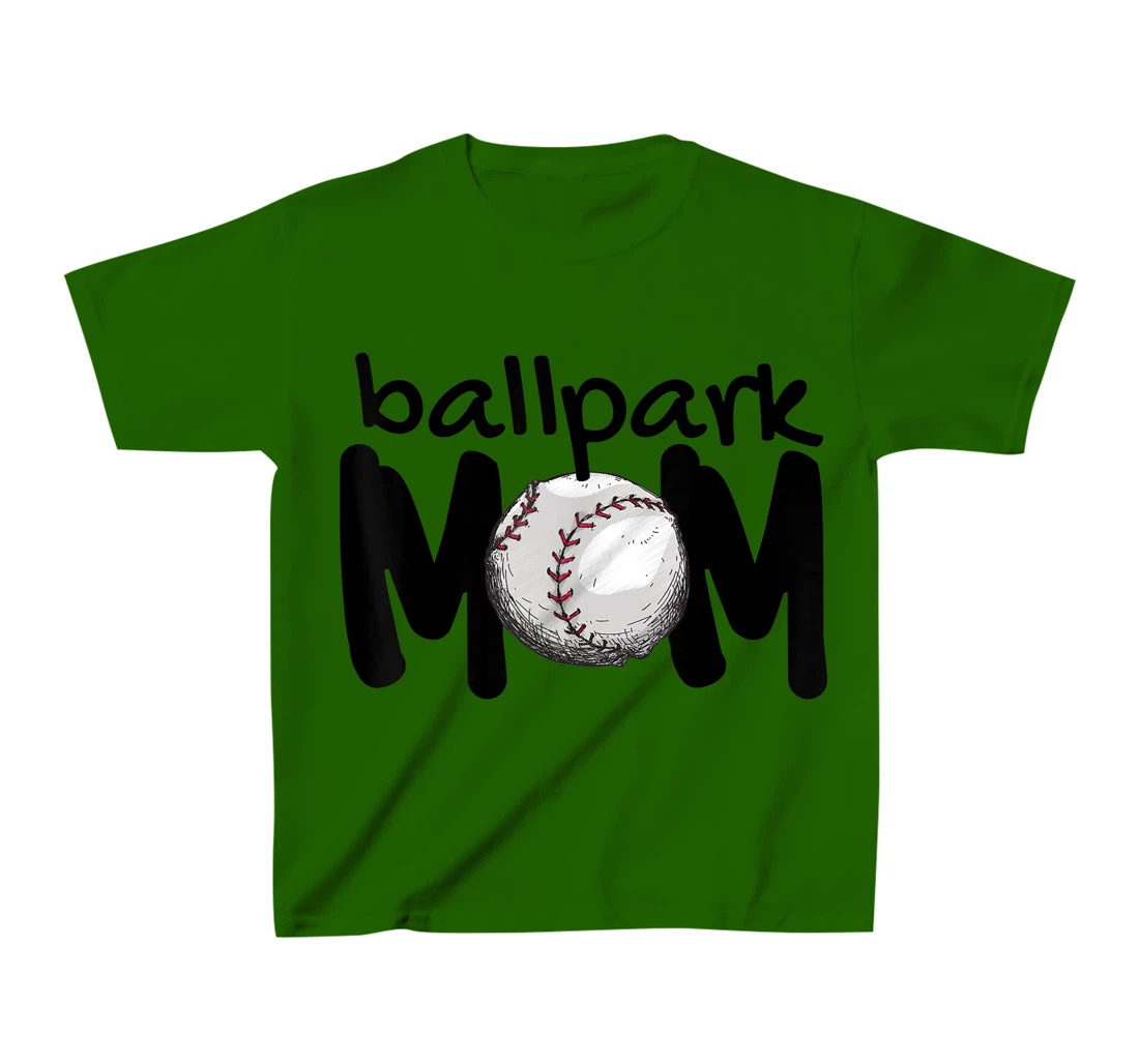 Womens Ball Park Mom Gift Baseball Tball Softball Mom Love T-Shirt, Kid T-Shirt and Women T-Shirt