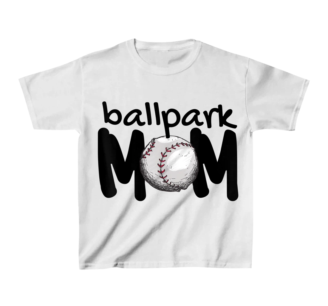 Womens Ball Park Mom Gift Baseball Tball Softball Mom Love T-Shirt, Kid T-Shirt and Women T-Shirt
