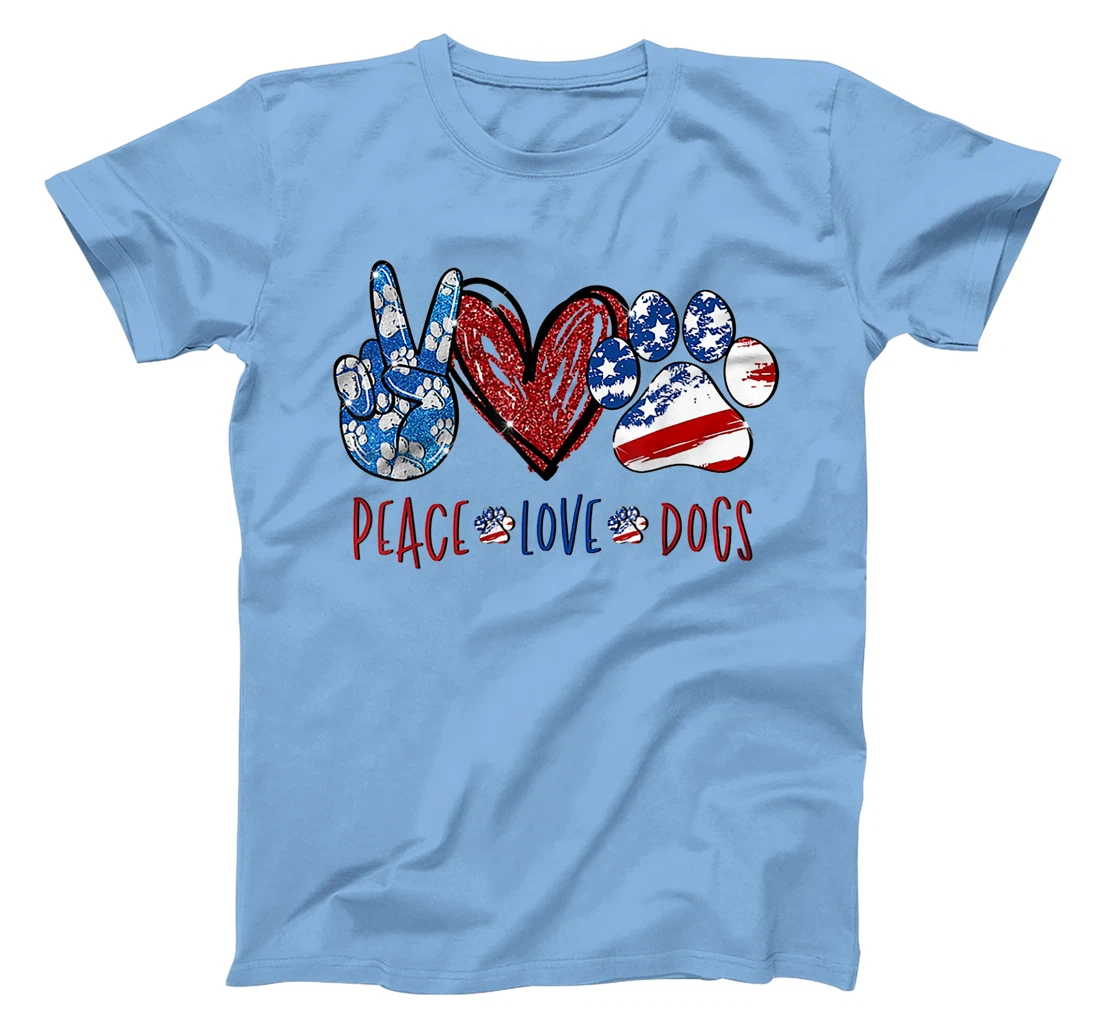 Womens Peace Love Dog Heart Dog Paw T-Shirt, Women T-Shirt