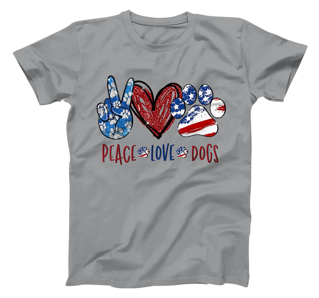 Womens Peace Love Dog Heart Dog Paw T-Shirt, Women T-Shirt