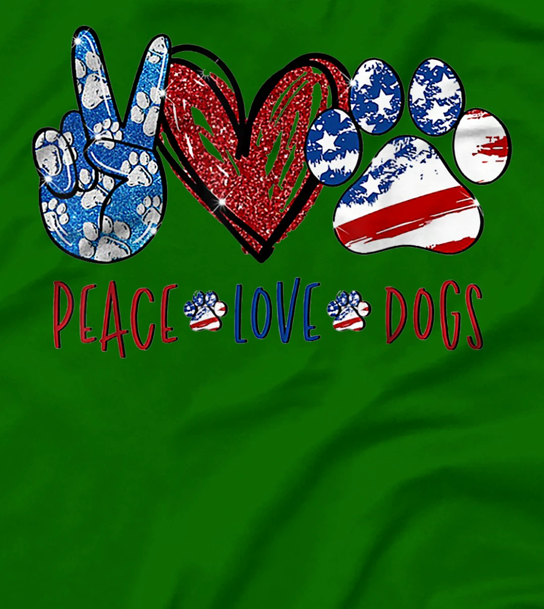 Womens Peace Love Dog Heart Dog Paw T-Shirt, Women T-Shirt