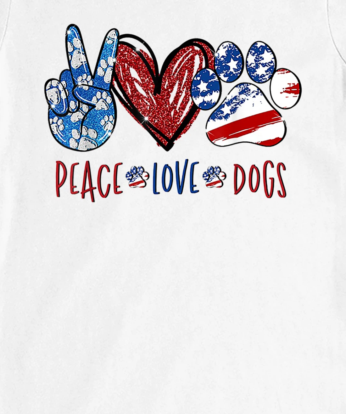 Womens Peace Love Dog Heart Dog Paw T-Shirt, Women T-Shirt