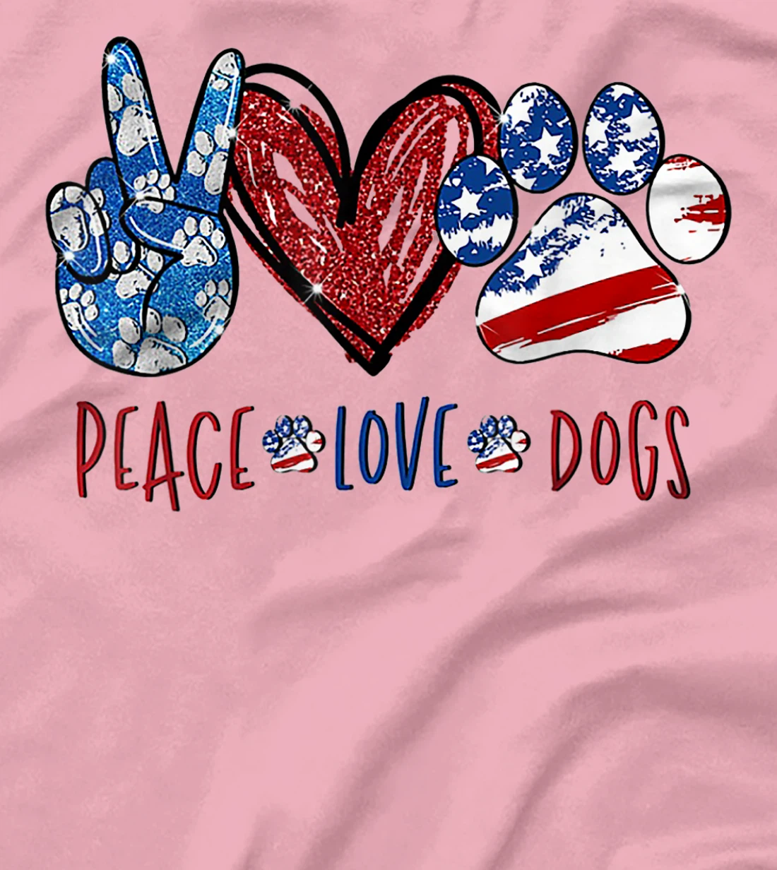 Womens Peace Love Dog Heart Dog Paw T-Shirt, Women T-Shirt