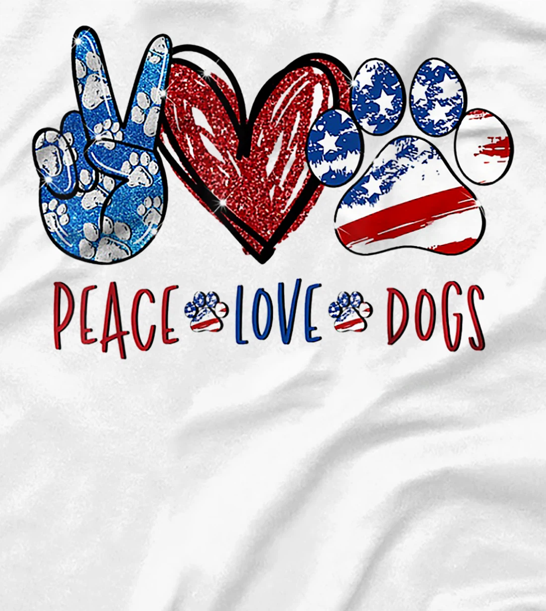 Womens Peace Love Dog Heart Dog Paw T-Shirt, Women T-Shirt