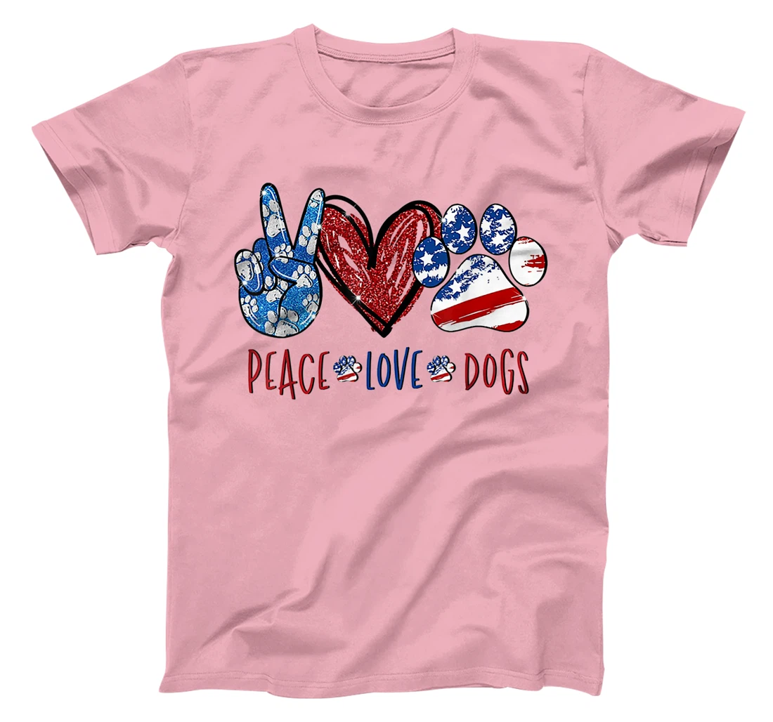 Womens Peace Love Dog Heart Dog Paw T-Shirt, Women T-Shirt