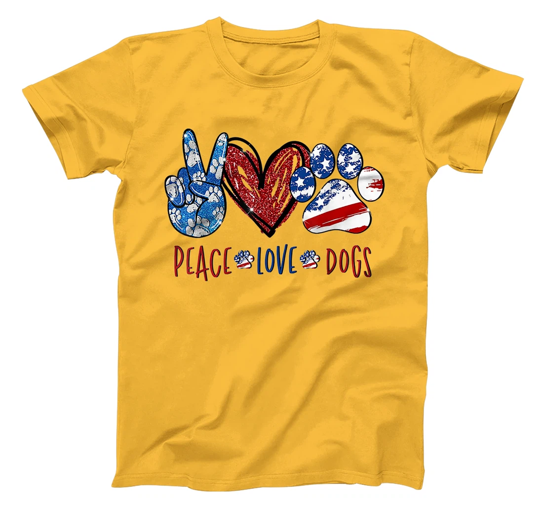 Womens Peace Love Dog Heart Dog Paw T-Shirt, Women T-Shirt