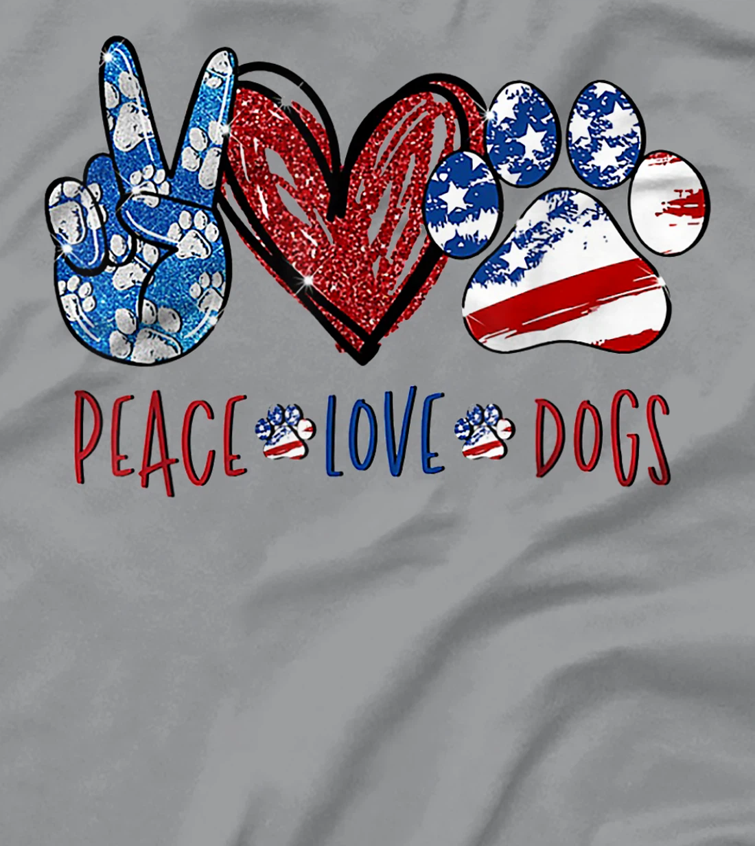 Womens Peace Love Dog Heart Dog Paw T-Shirt, Women T-Shirt