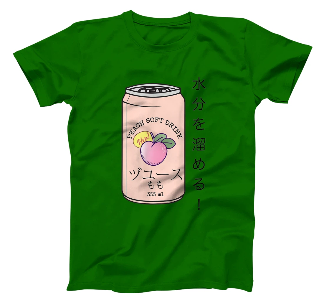 Womens Japanese Aesthetic Vaporwave Peach Soda Soft Drink Can Kanji T-Shirt, Kid T-Shirt and Women T-Shirt