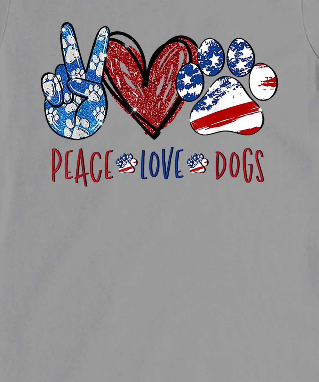 Womens Peace Love Dog Heart Dog Paw T-Shirt, Women T-Shirt