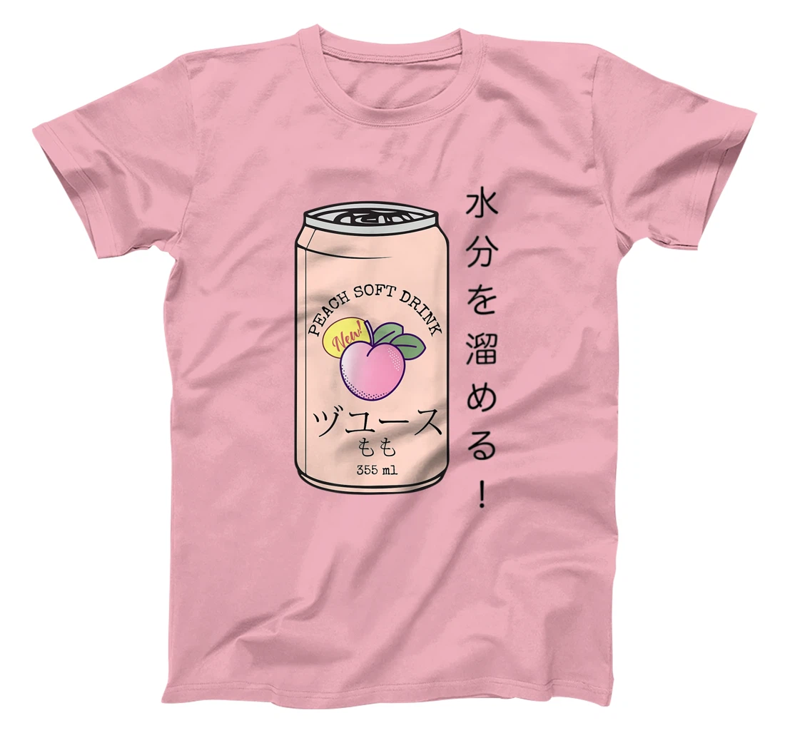 Womens Japanese Aesthetic Vaporwave Peach Soda Soft Drink Can Kanji T-Shirt, Kid T-Shirt and Women T-Shirt