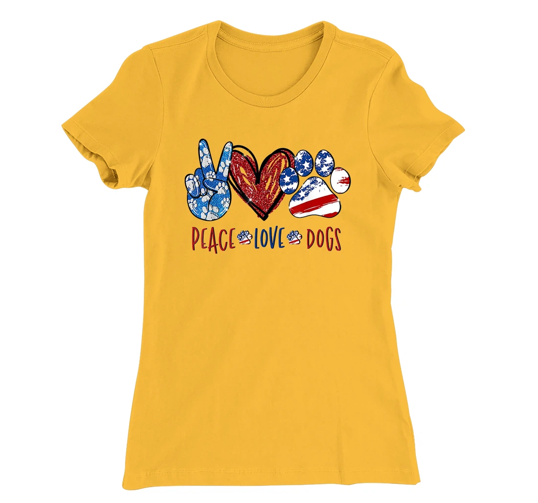 Womens Peace Love Dog Heart Dog Paw T-Shirt, Women T-Shirt