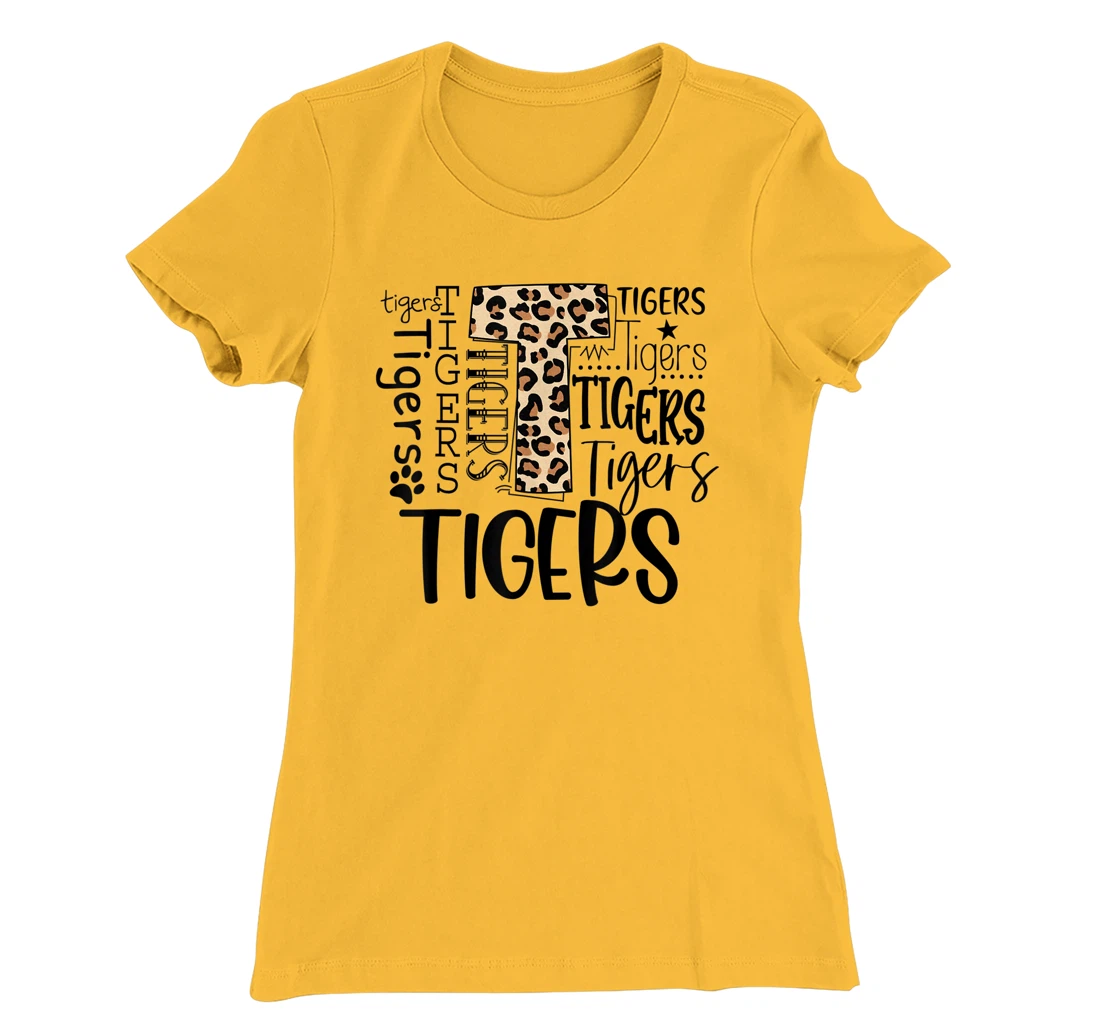 Womens Tigers School Sports Fan Team Spirit Mascot Cute Leopard T-Shirt, Women T-Shirt
