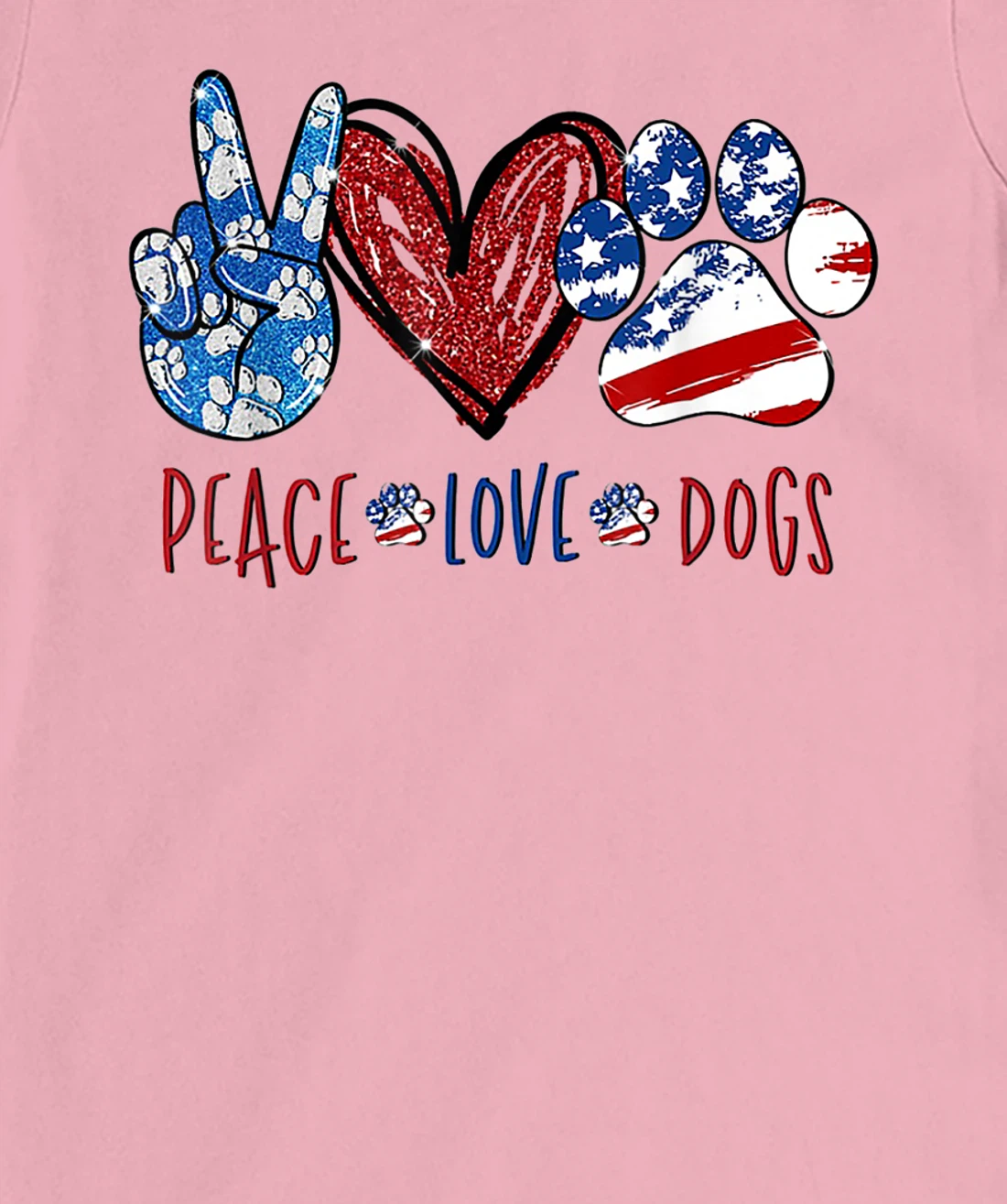 Womens Peace Love Dog Heart Dog Paw T-Shirt, Women T-Shirt