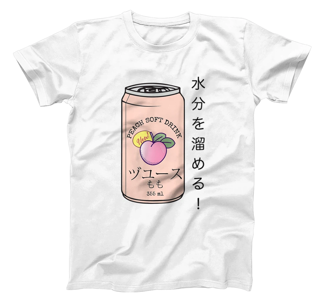 Womens Japanese Aesthetic Vaporwave Peach Soda Soft Drink Can Kanji T-Shirt, Kid T-Shirt and Women T-Shirt
