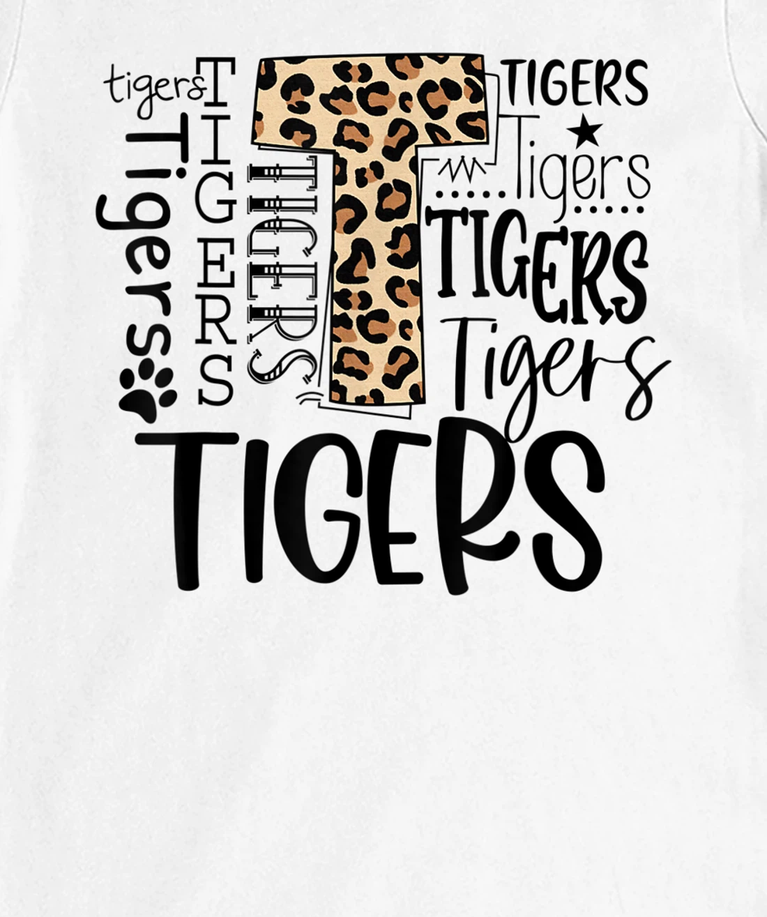 Womens Tigers School Sports Fan Team Spirit Mascot Cute Leopard T-Shirt, Women T-Shirt