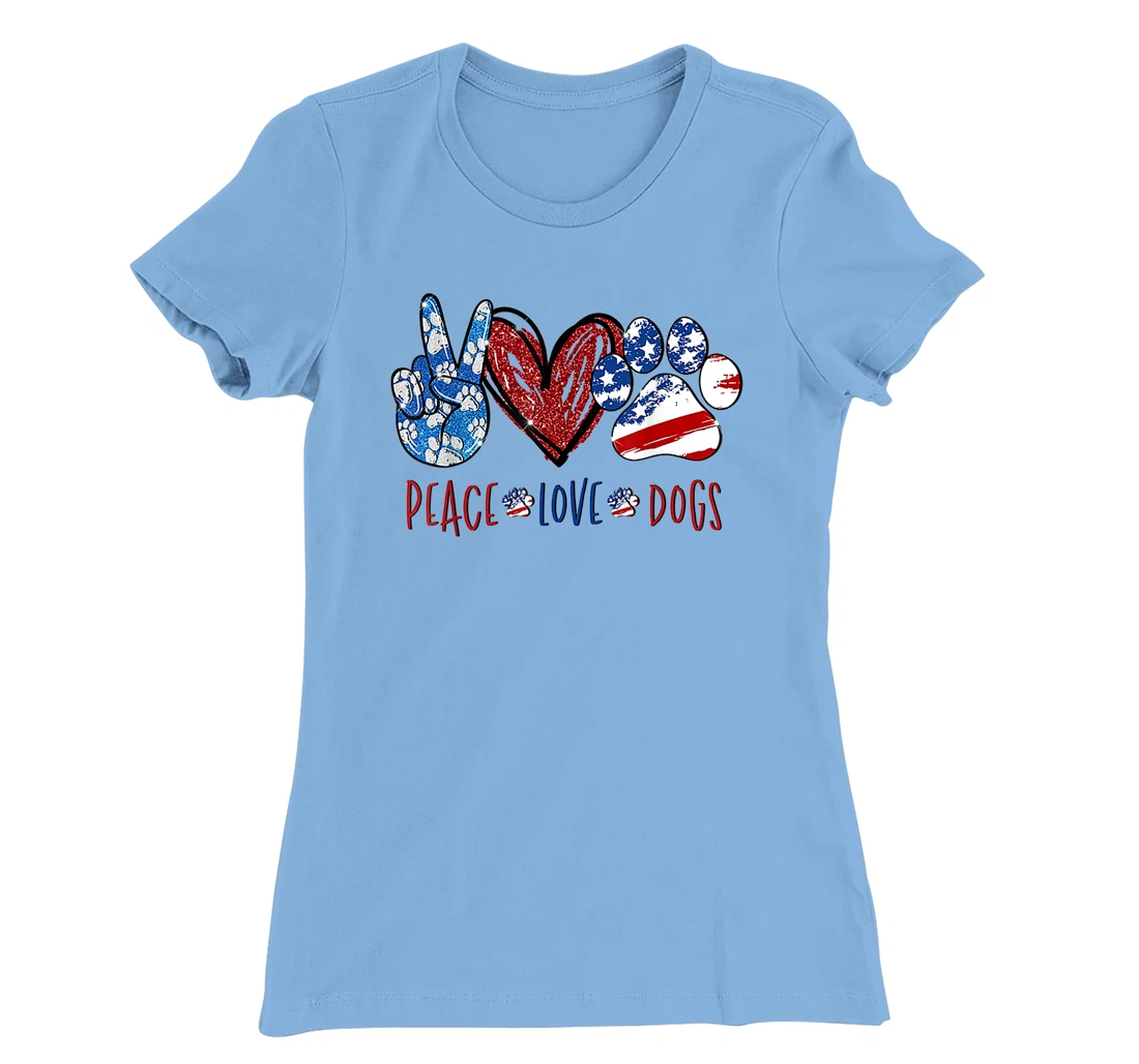 Womens Peace Love Dog Heart Dog Paw T-Shirt, Women T-Shirt