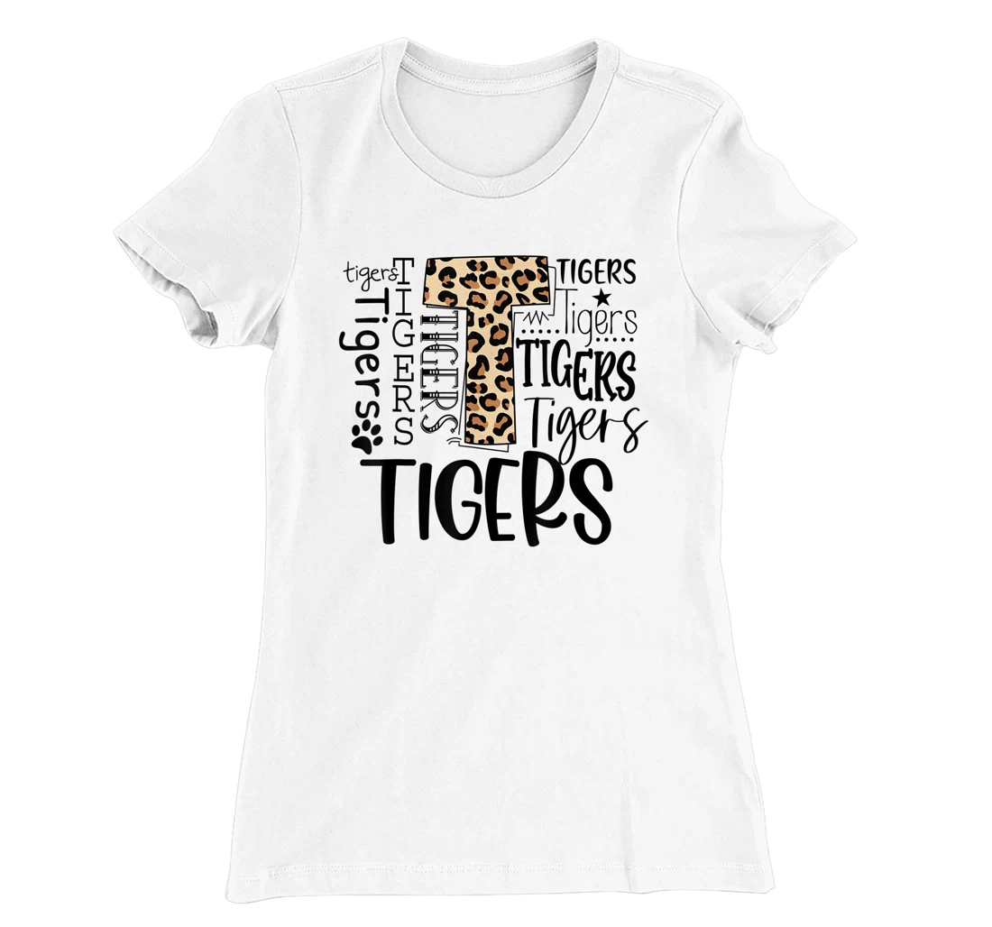 Womens Tigers School Sports Fan Team Spirit Mascot Cute Leopard T-Shirt, Women T-Shirt
