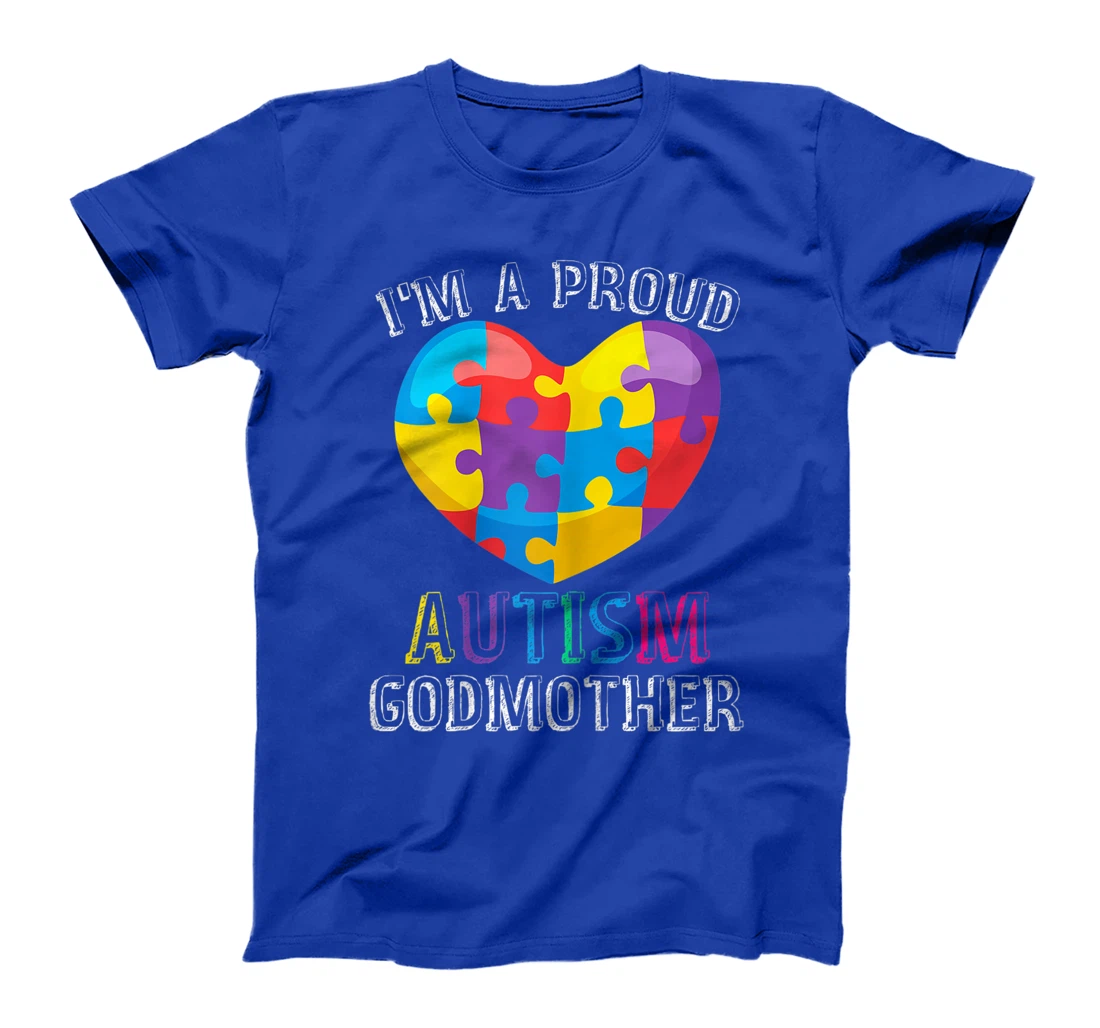 Womens Gift For Autism Godmother Cute Puzzle Heart Awareness T-Shirt