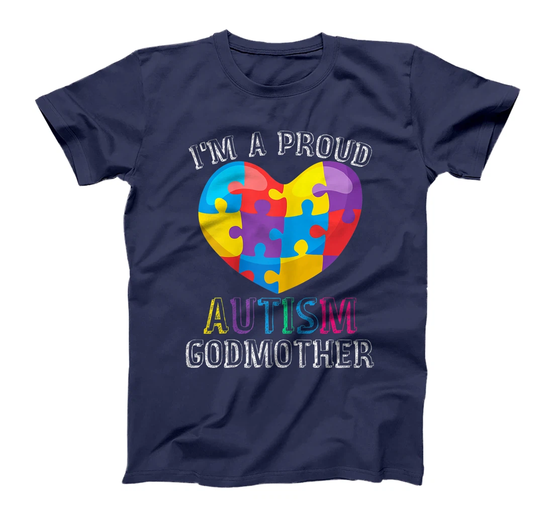 Womens Gift For Autism Godmother Cute Puzzle Heart Awareness T-Shirt