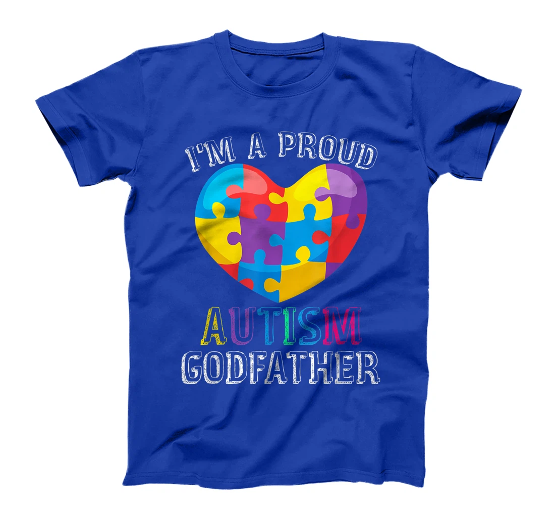 Mens Gift For Autism Godfather Cute Puzzle Heart Awareness T-Shirt