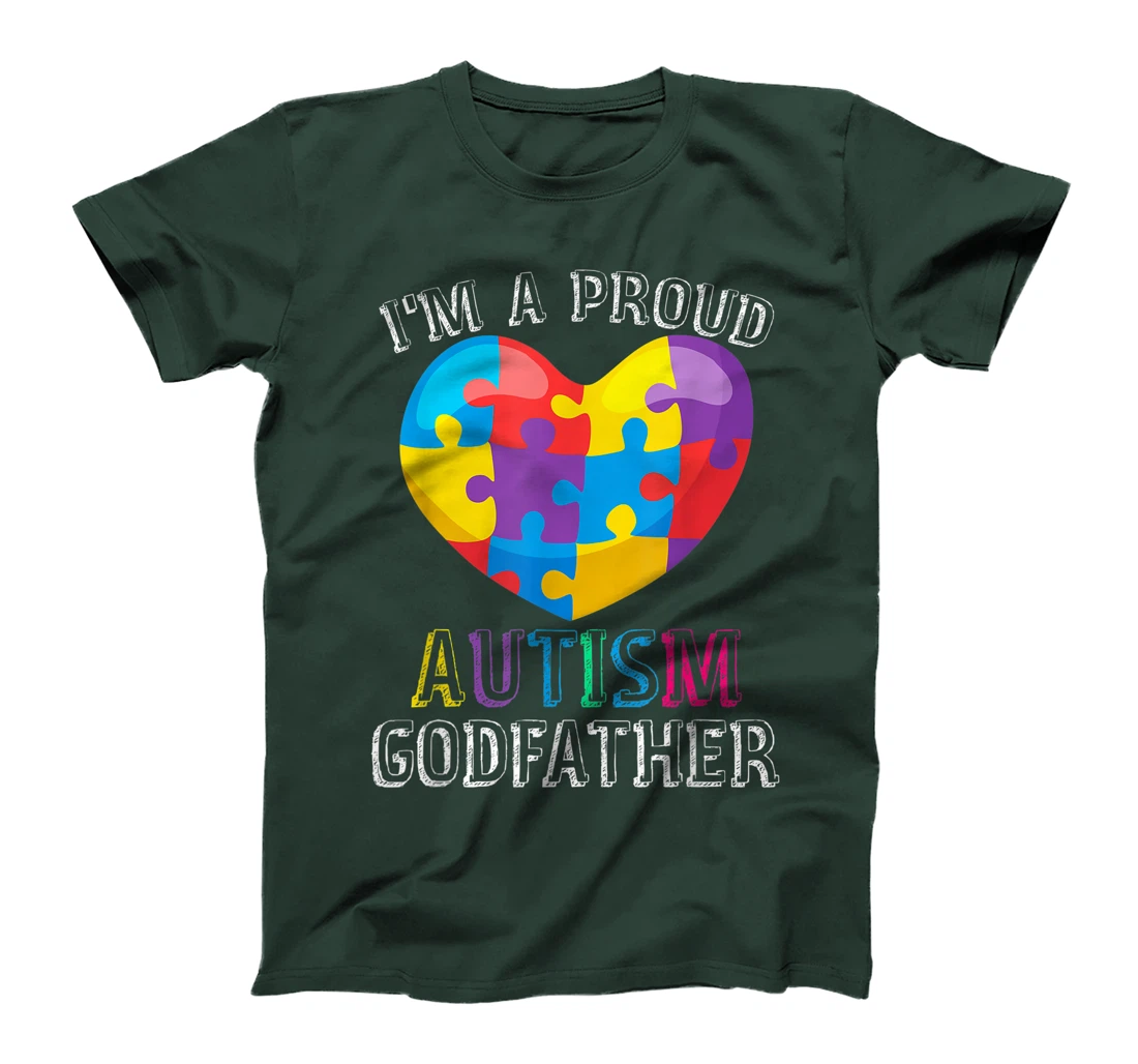 Mens Gift For Autism Godfather Cute Puzzle Heart Awareness T-Shirt