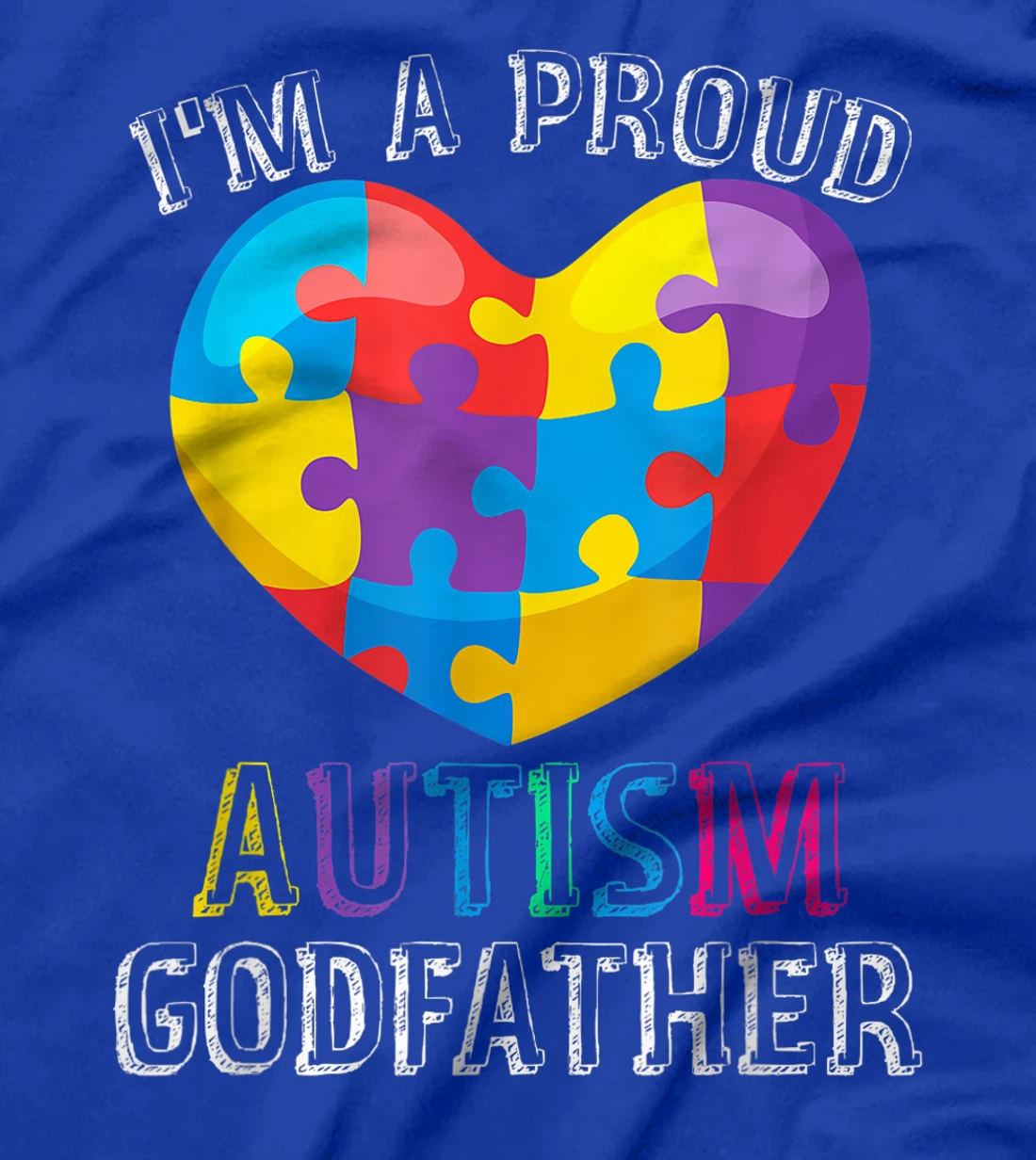 Mens Gift For Autism Godfather Cute Puzzle Heart Awareness T-Shirt