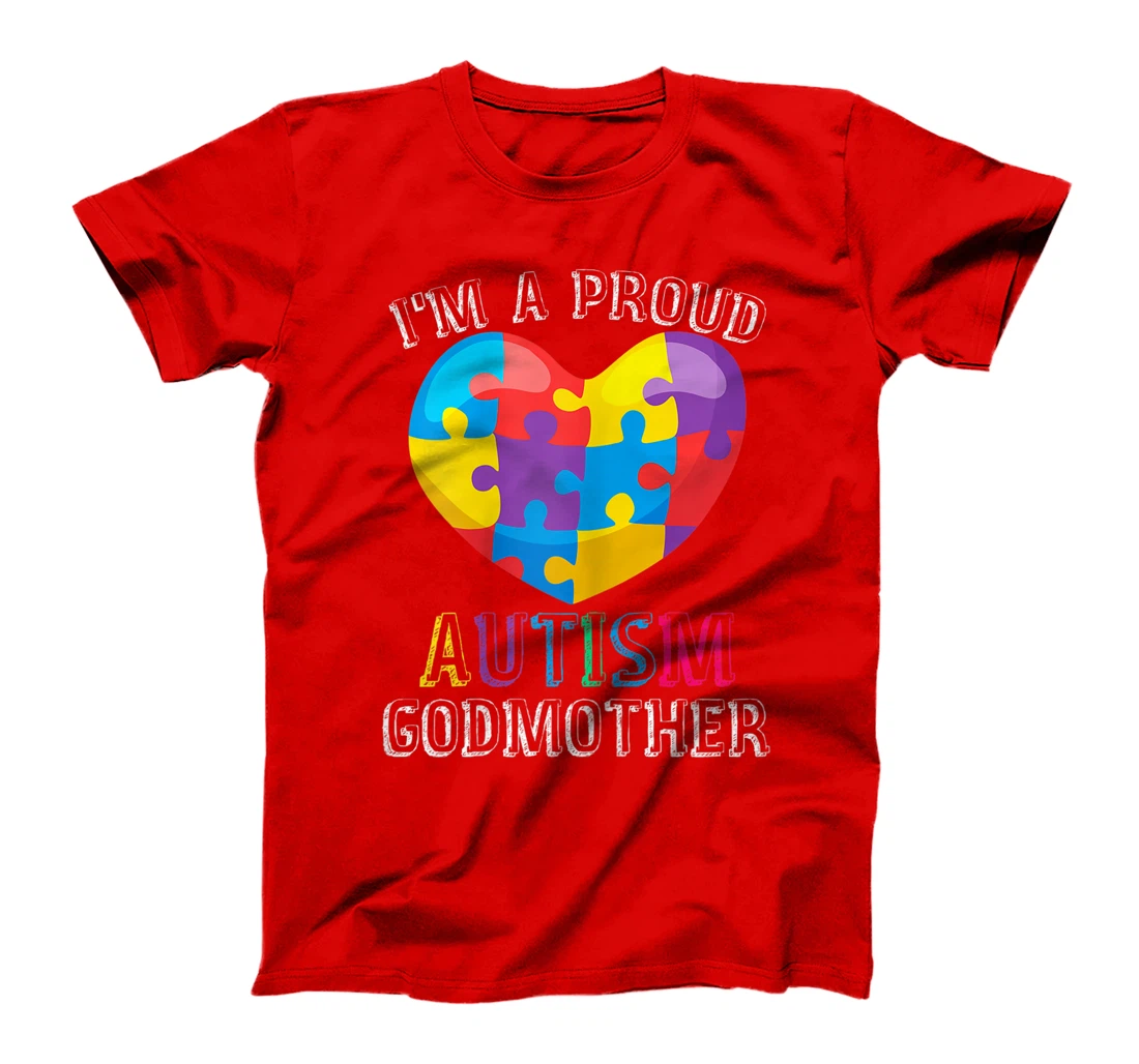 Womens Gift For Autism Godmother Cute Puzzle Heart Awareness T-Shirt