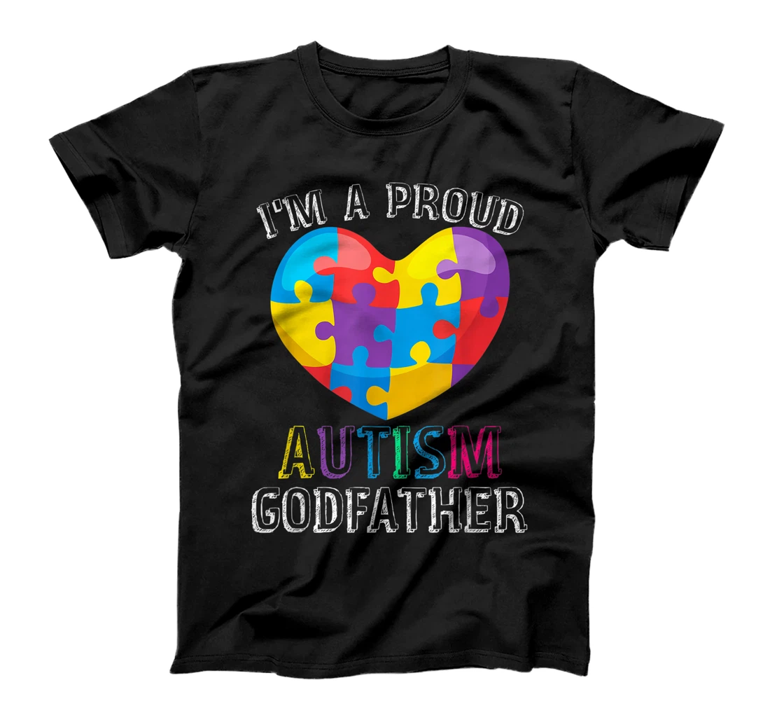 Mens Gift For Autism Godfather Cute Puzzle Heart Awareness T-Shirt