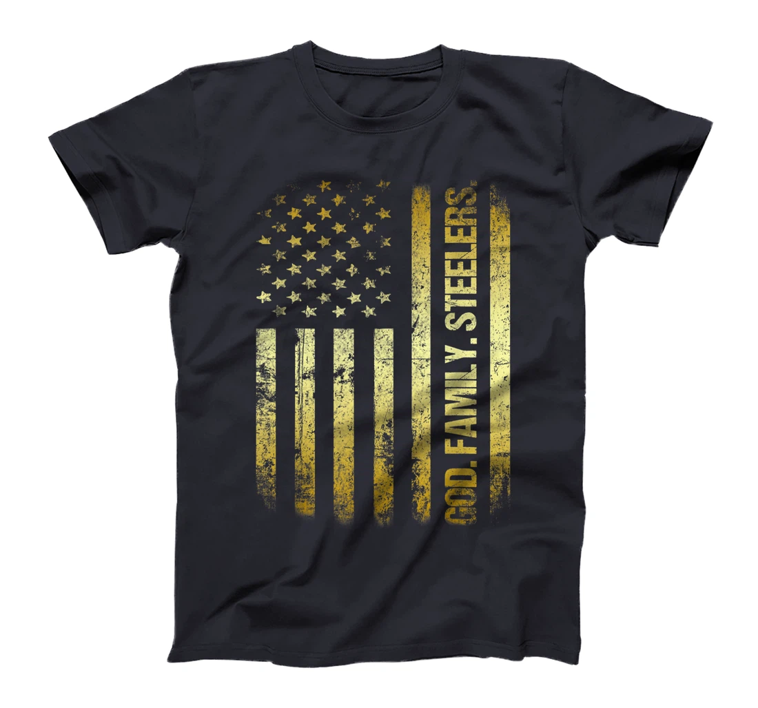 Veteran God Family Steelers Pro Us Flag | Father's Day Dad T-Shirt