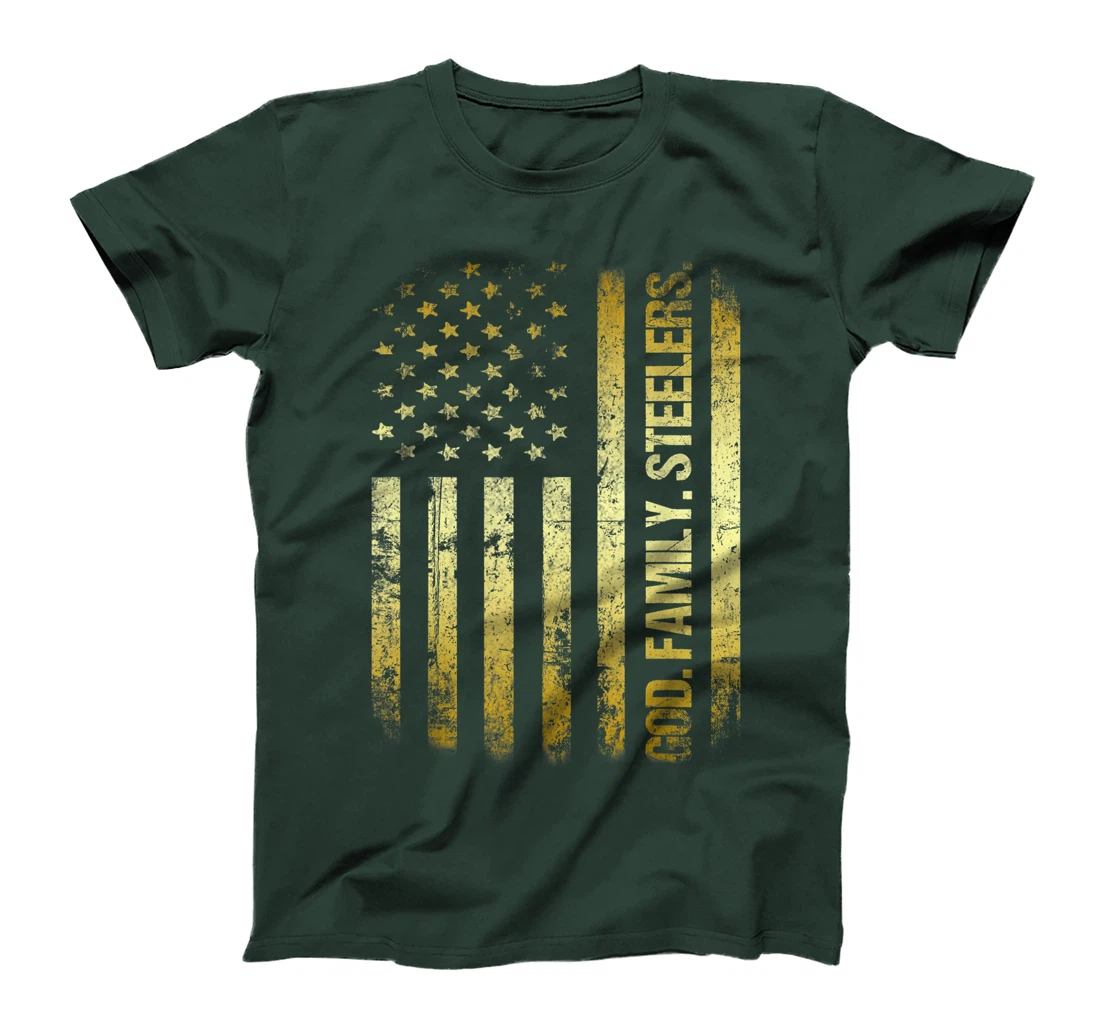 Veteran God Family Steelers Pro Us Flag | Father's Day Dad T-Shirt