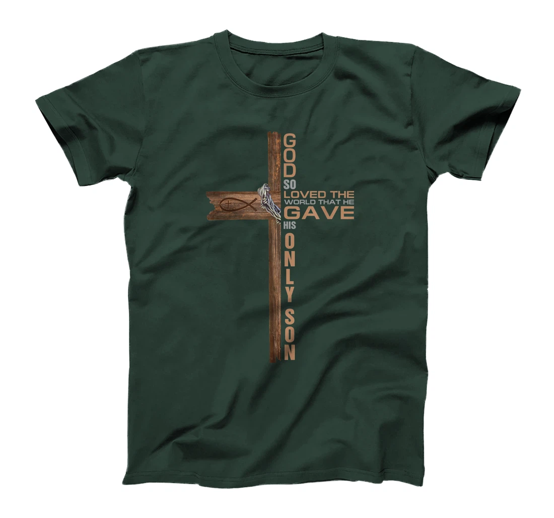Religious Cross John 3:16 God Loved the World Jesus Bible T-Shirt