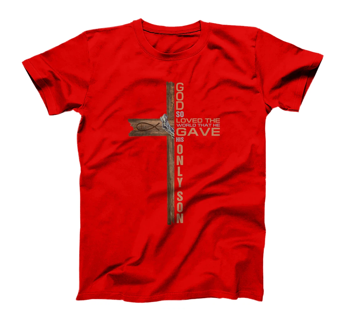 Religious Cross John 3:16 God Loved the World Jesus Bible T-Shirt