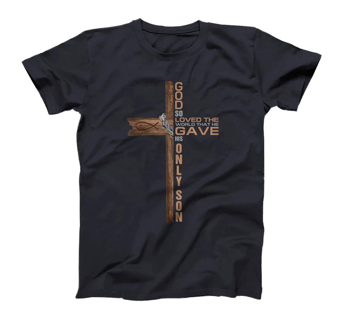 Religious Cross John 3:16 God Loved the World Jesus Bible T-Shirt