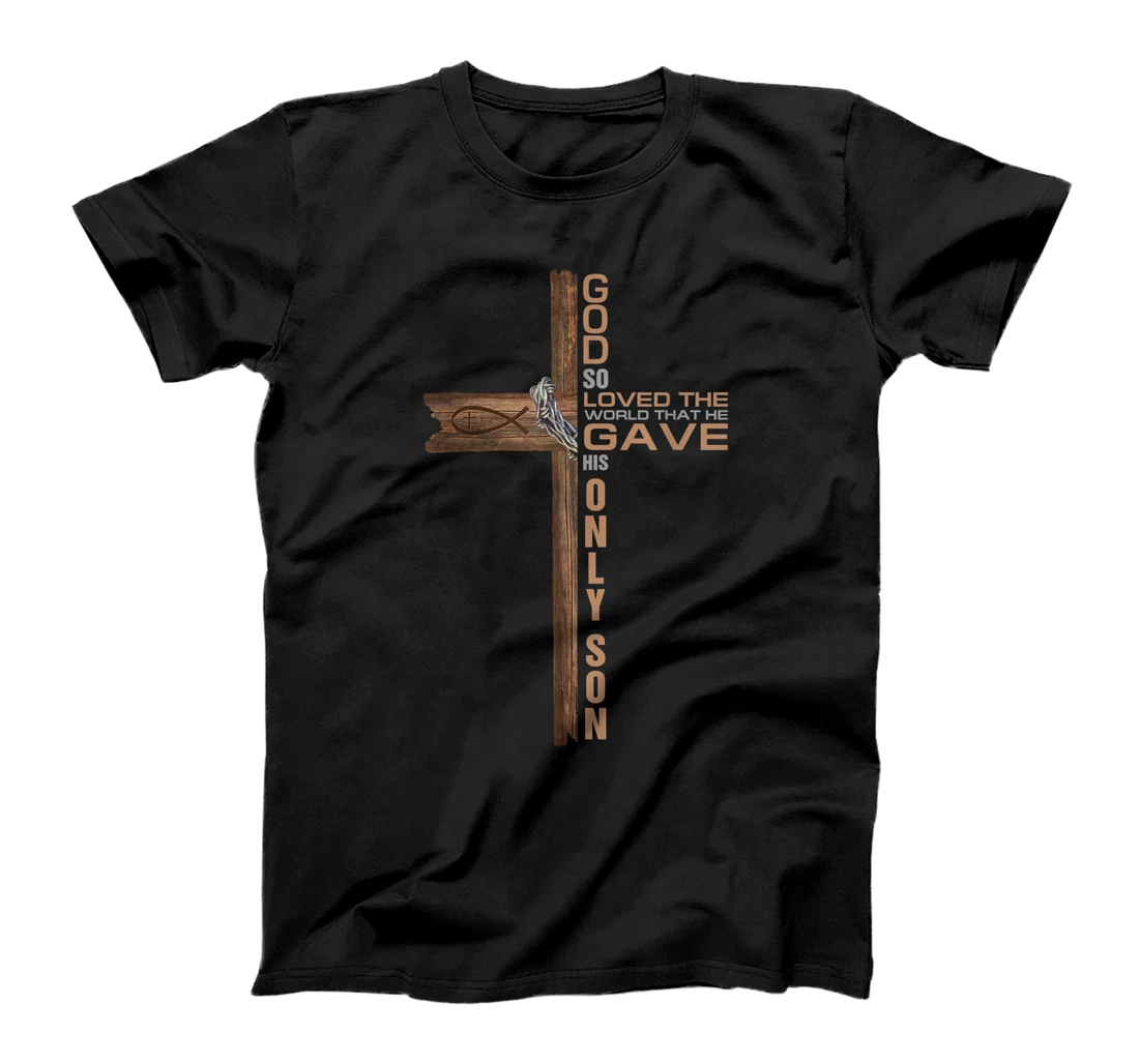 Religious Cross John 3:16 God Loved the World Jesus Bible T-Shirt