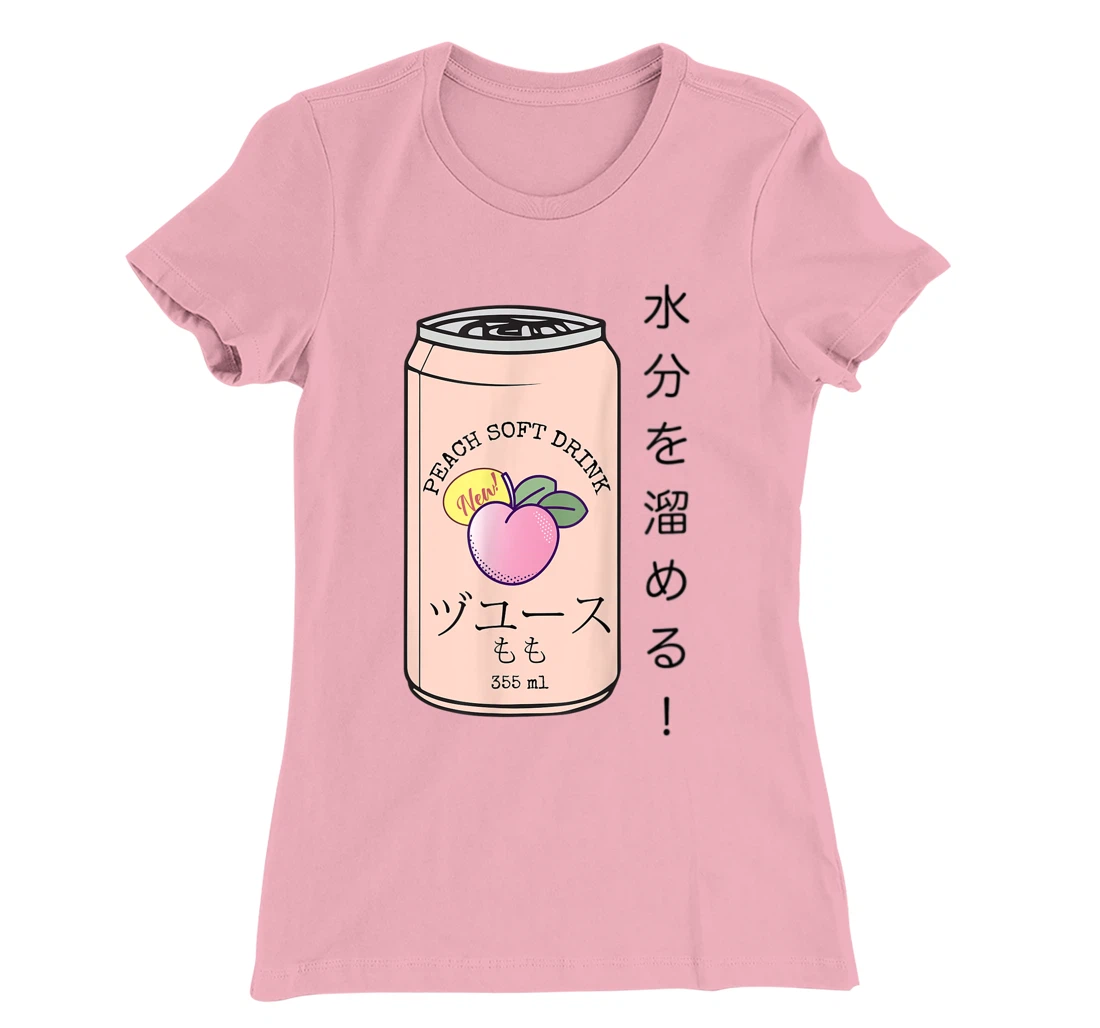 Womens Japanese Aesthetic Vaporwave Peach Soda Soft Drink Can Kanji T-Shirt, Kid T-Shirt and Women T-Shirt