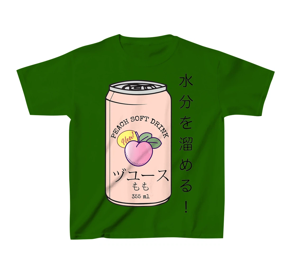Womens Japanese Aesthetic Vaporwave Peach Soda Soft Drink Can Kanji T-Shirt, Kid T-Shirt and Women T-Shirt