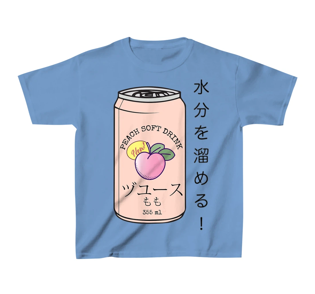 Womens Japanese Aesthetic Vaporwave Peach Soda Soft Drink Can Kanji T-Shirt, Kid T-Shirt and Women T-Shirt