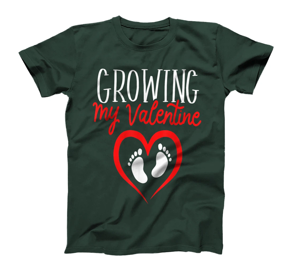 Growing My Valentine Funny Reveal Pregnancy Announcement T-Shirt, Women T-Shirt