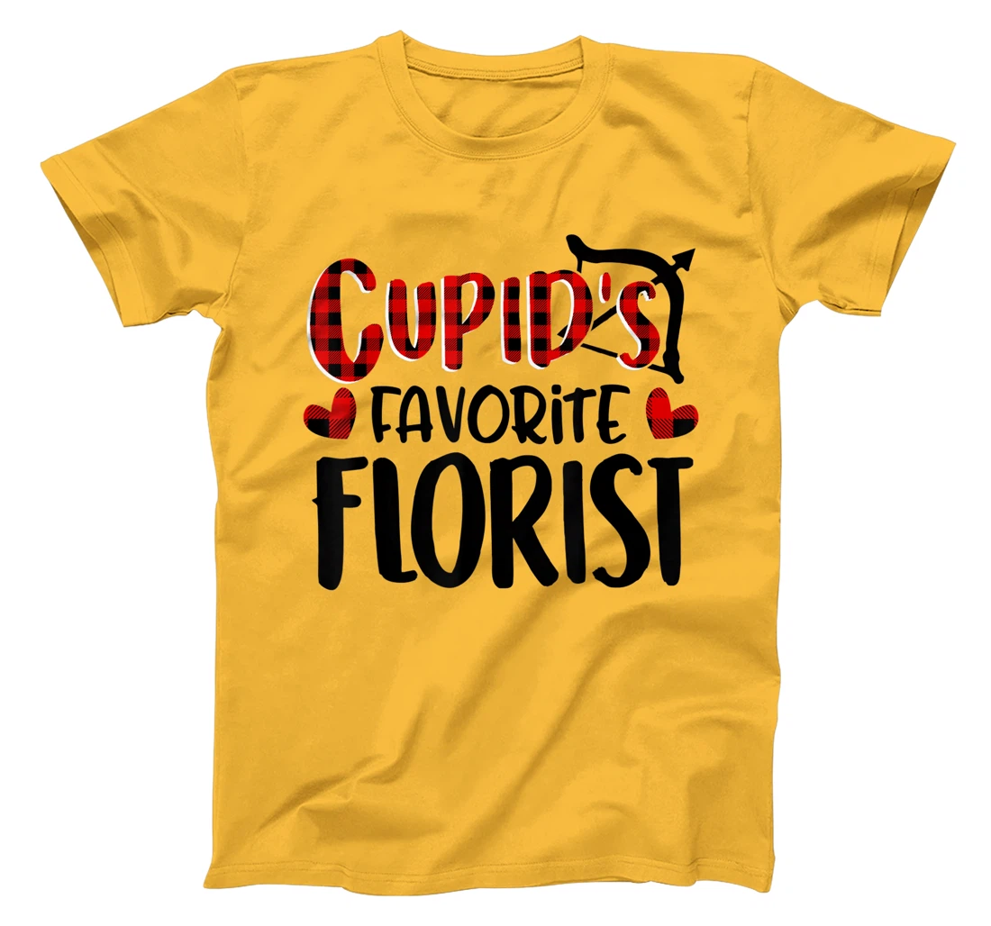 Womens Valentines Day Cupid's Favorite Florist Buffalo Plaid Gift T-Shirt, Kid T-Shirt and Women T-Shirt