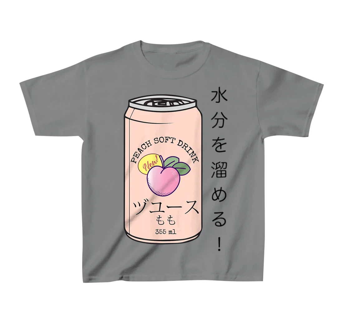 Womens Japanese Aesthetic Vaporwave Peach Soda Soft Drink Can Kanji T-Shirt, Kid T-Shirt and Women T-Shirt
