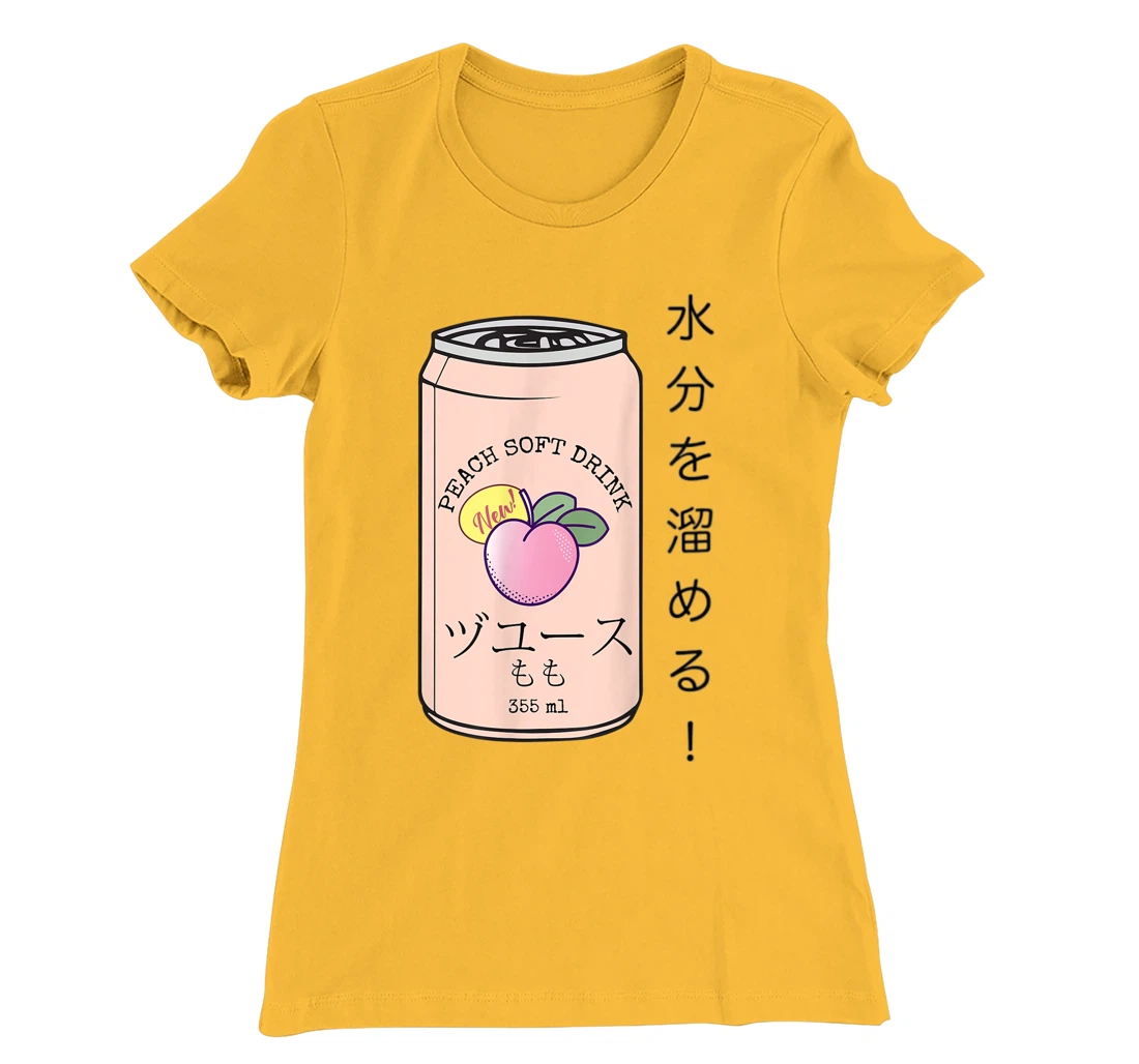 Womens Japanese Aesthetic Vaporwave Peach Soda Soft Drink Can Kanji T-Shirt, Kid T-Shirt and Women T-Shirt
