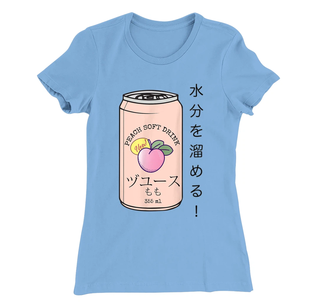Womens Japanese Aesthetic Vaporwave Peach Soda Soft Drink Can Kanji T-Shirt, Kid T-Shirt and Women T-Shirt