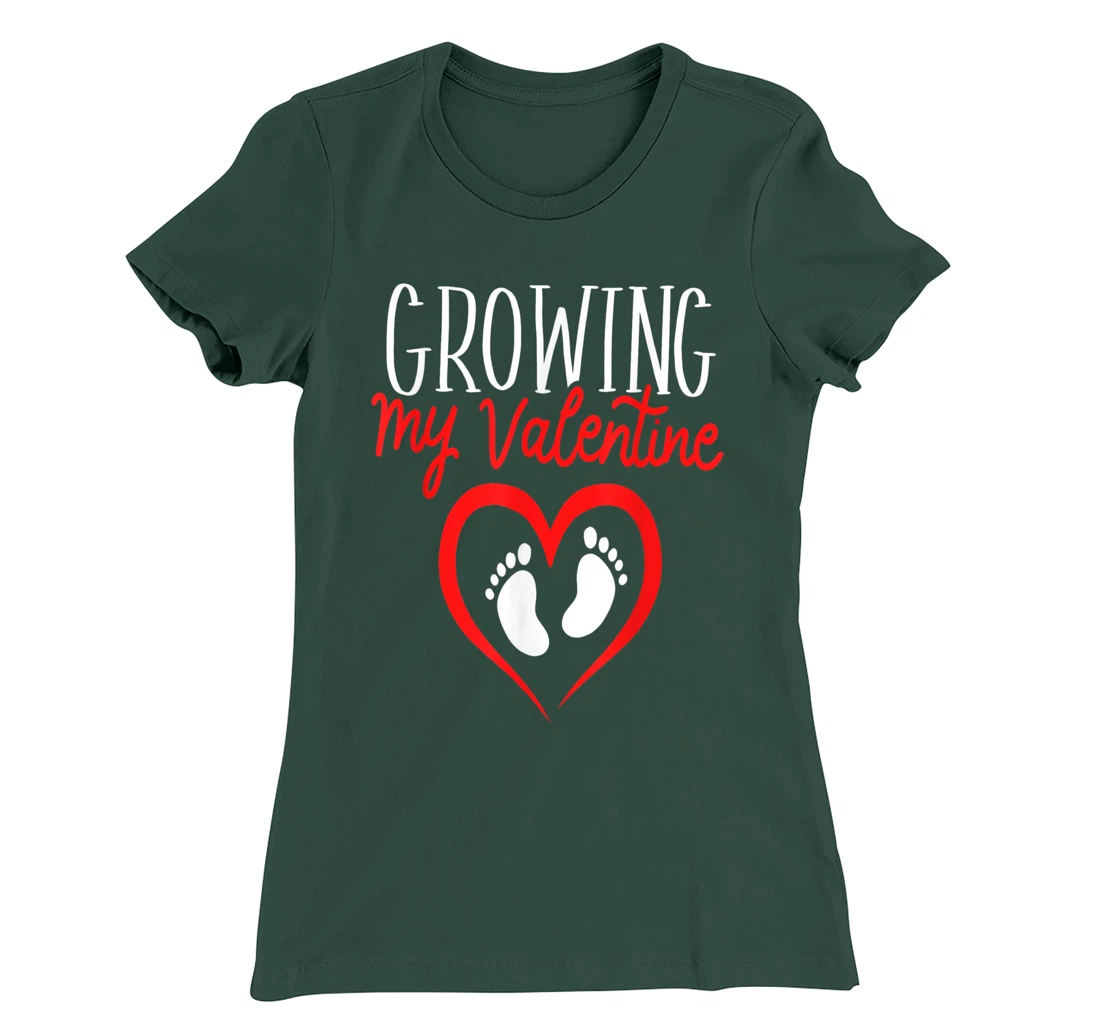 Growing My Valentine Funny Reveal Pregnancy Announcement T-Shirt, Women T-Shirt