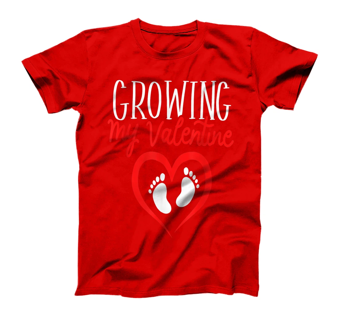 Growing My Valentine Funny Reveal Pregnancy Announcement T-Shirt, Women T-Shirt