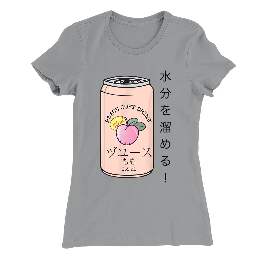 Womens Japanese Aesthetic Vaporwave Peach Soda Soft Drink Can Kanji T-Shirt, Kid T-Shirt and Women T-Shirt