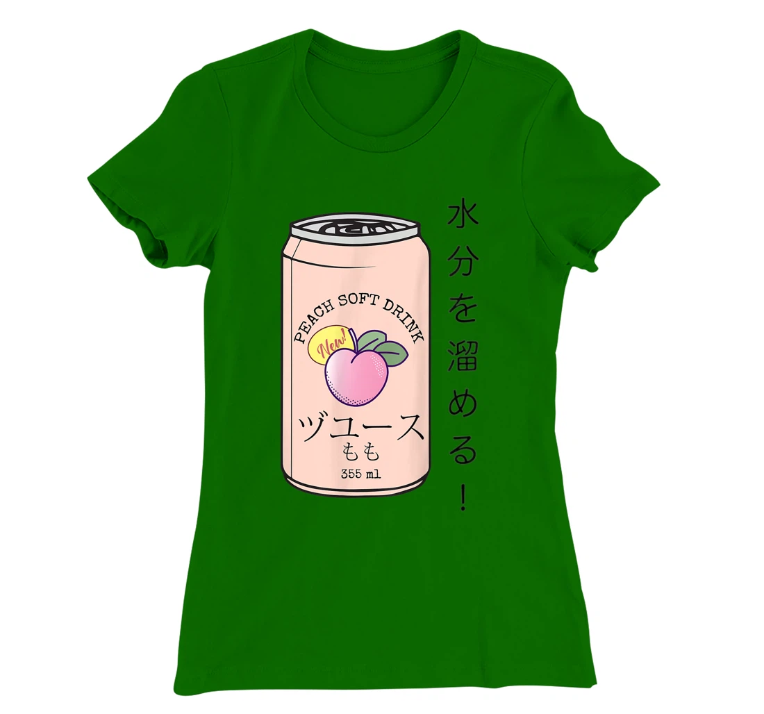 Womens Japanese Aesthetic Vaporwave Peach Soda Soft Drink Can Kanji T-Shirt, Kid T-Shirt and Women T-Shirt